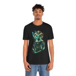 ram warrior graphic tee — mythic horned goat muscle design