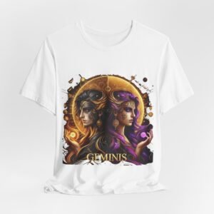 gemini zodiac t shirt — artistic twin portrait astrology tee