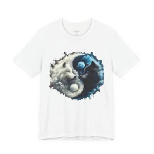 wolf yin yang t shirt — white & black wolf spiritual balance tee